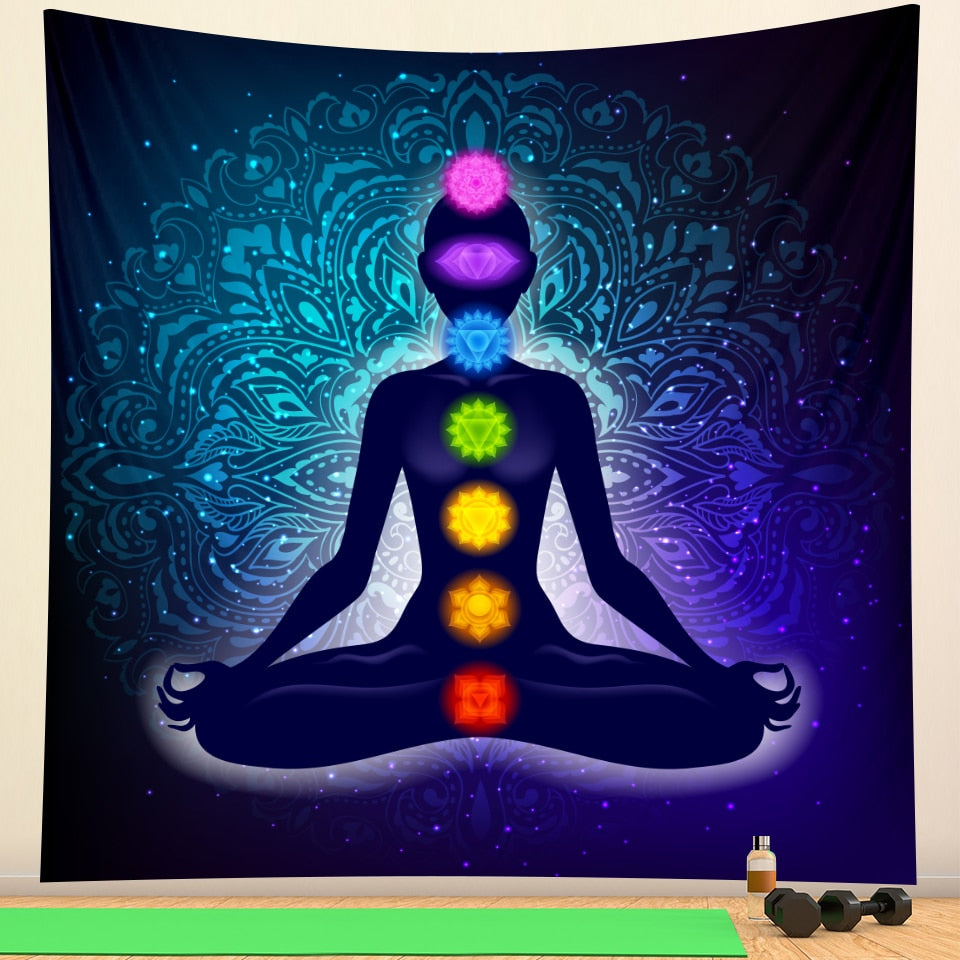 Boho meditation chakra tapestry