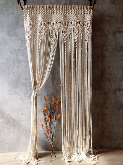 Hand-woven Macrame Cotton Door Curtain
