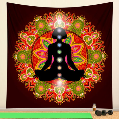 Boho meditation chakra tapestry