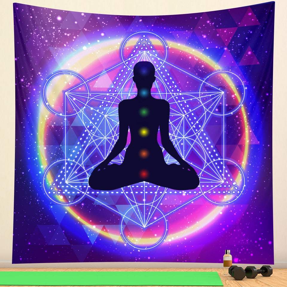 Boho meditation chakra tapestry