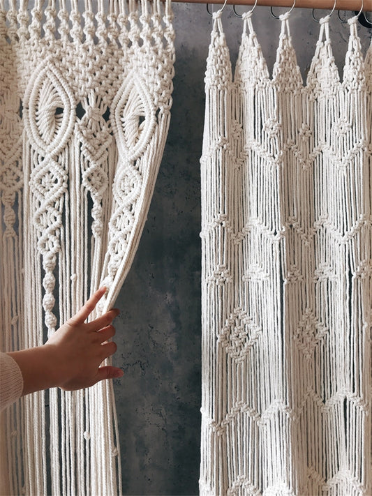 Hand-woven Macrame Cotton Door Curtain