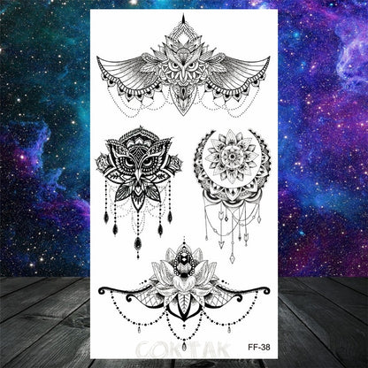 Owl Moth Jewelry Temporary Tattoo