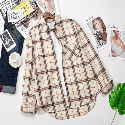 Plaid Shirts Womens Blouses Long Sleeve Lady Checked Tops Loose Female Outwear Casual Clothes Spring Autumn News 2022