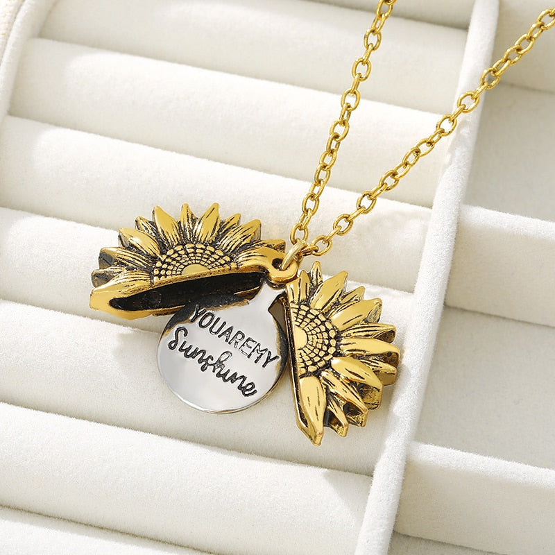 Sunshine Open Locket Sunflower Pendant