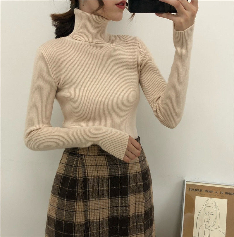 Women Sweaters 2021Autumn Winter Tops Korean Slim Women Pullover Knitted Sweater Jumper Soft Warm Pull Femme