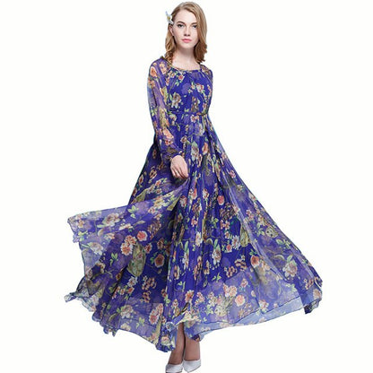 Plus Size Long Sleeved Bohemia Floral