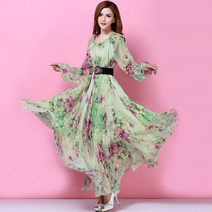 Plus Size Long Sleeved Bohemia Floral