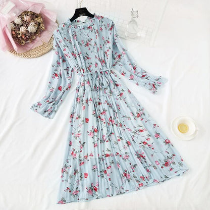 New Women Spring Print Dresses Long Sleeve
