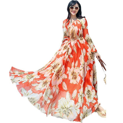 Plus Size Long Sleeved Bohemia Floral