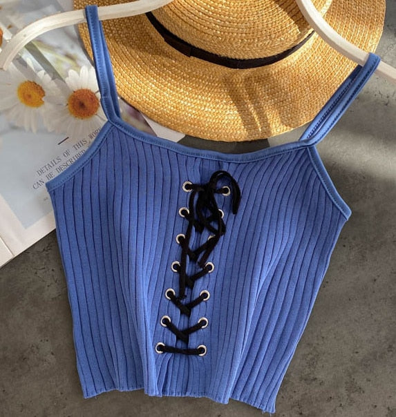 Women Crop Tops Spaghetti Straps