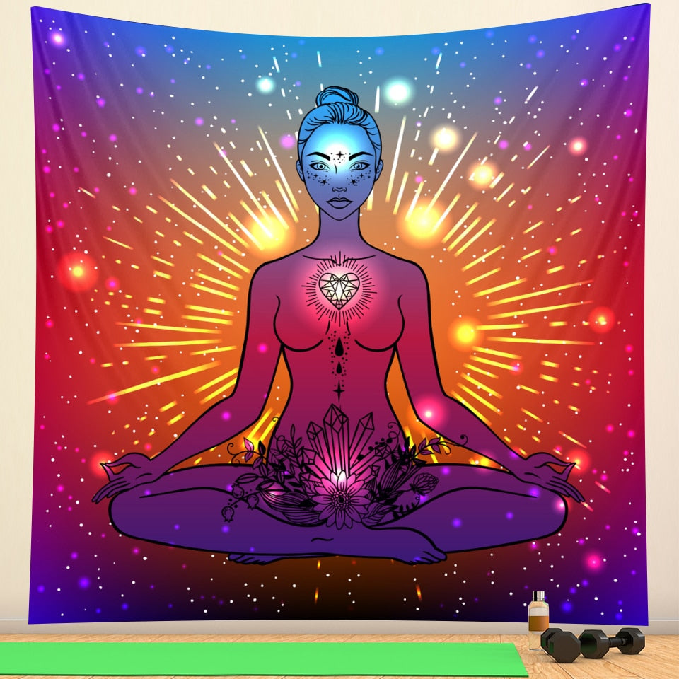 Boho meditation chakra tapestry