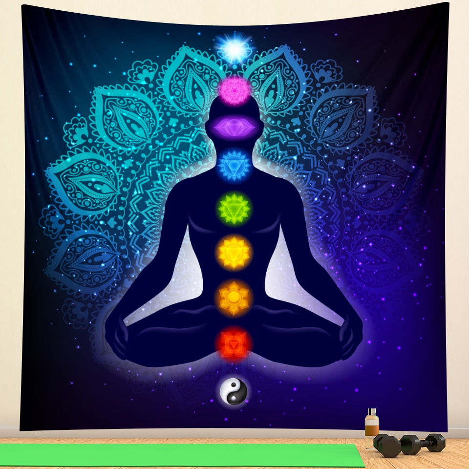 Boho meditation chakra tapestry