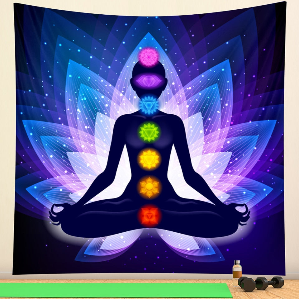 Boho meditation chakra tapestry
