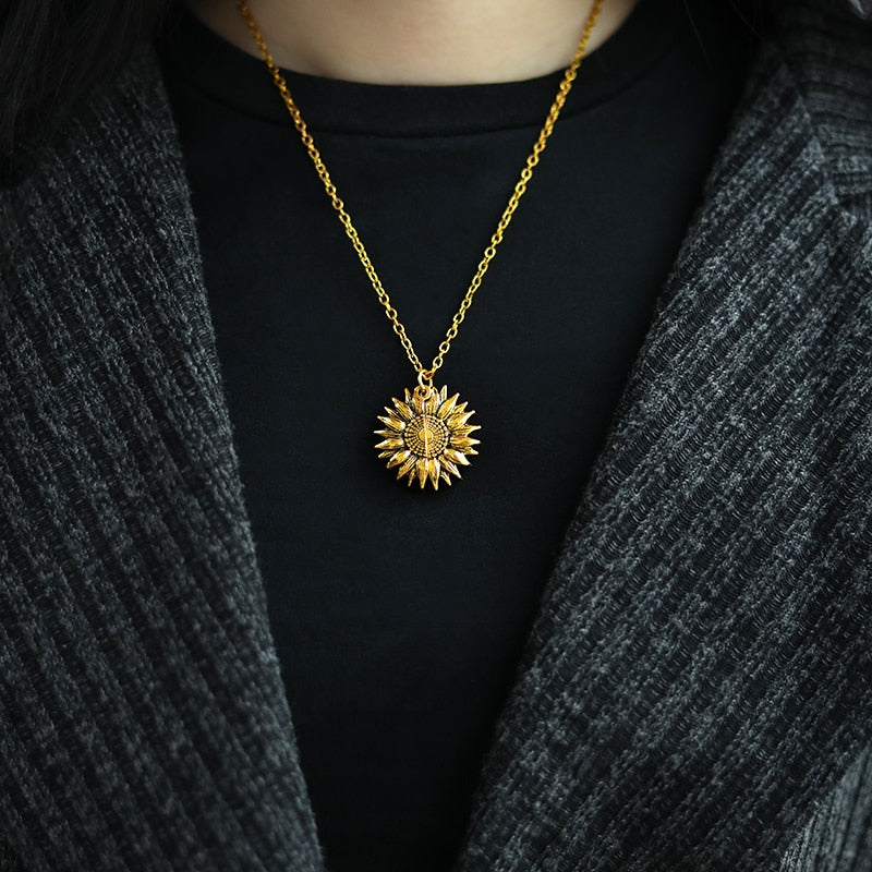 Sunshine Open Locket Sunflower Pendant