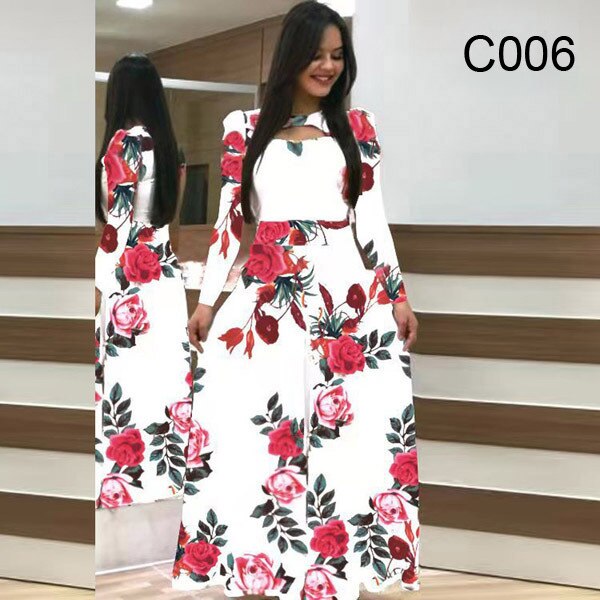Flower Elegant Print Long sleeve Dress Woman Casual