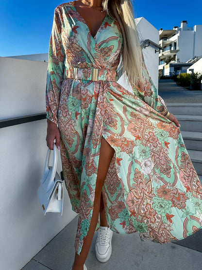 Boho Floral Print Long Dress Sexy