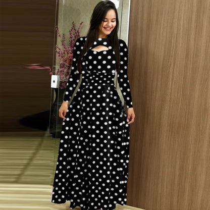 Flower Elegant Print Long sleeve Dress Woman Casual