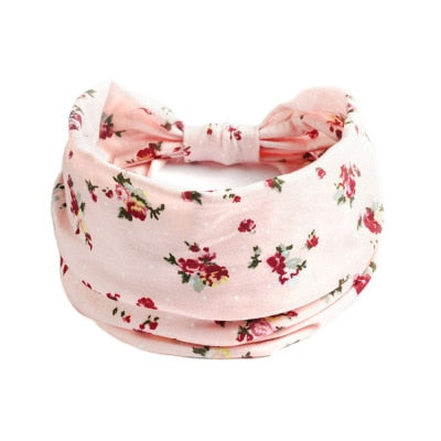 Boho Flower Print Wide Headbands Vintage