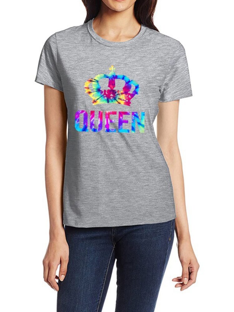 Crown Print Couple T Shirt His and Hers