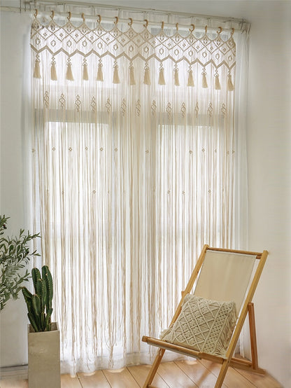 Hand-woven Macrame Cotton Door Curtain
