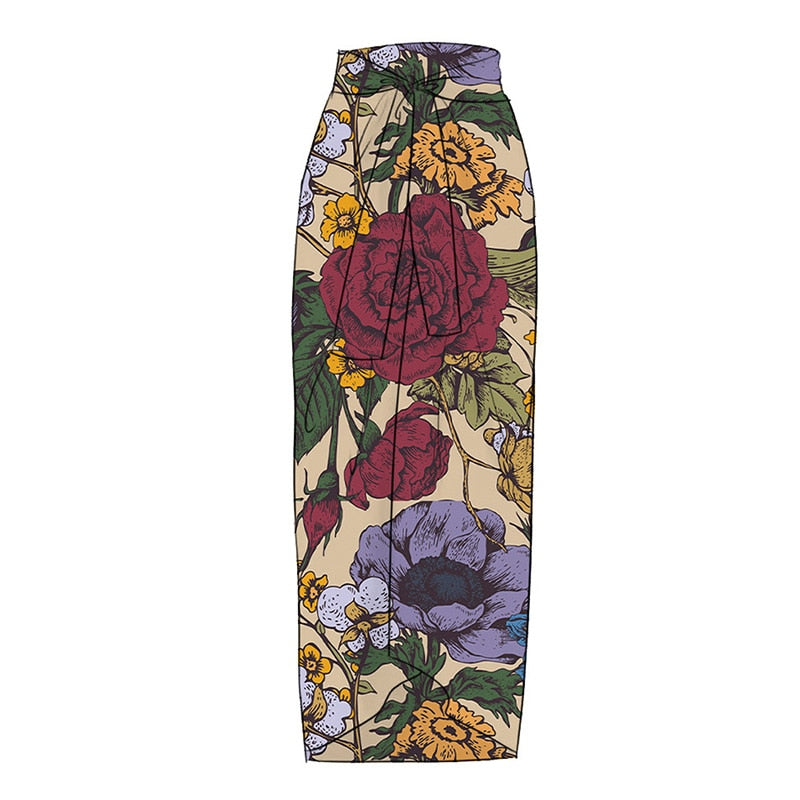 Lanswe Vintage Print Boho Split Bikini Swimwear