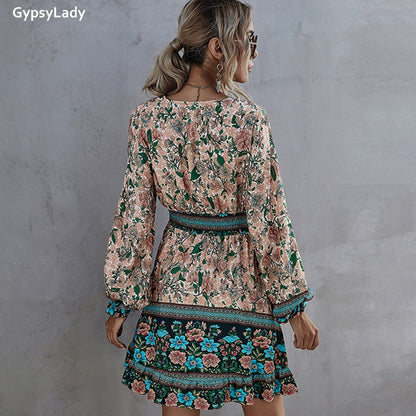 Boho Floral Mini Dress
