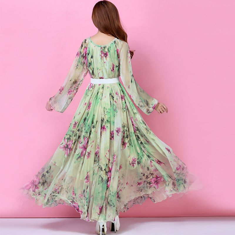 Plus Size Long Sleeved Bohemia Floral