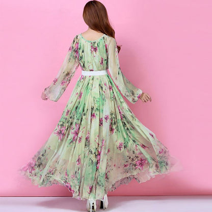 Plus Size Long Sleeved Bohemia Floral