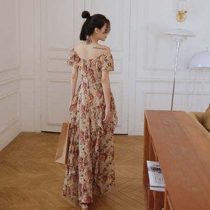 Women Maxi Floral Ruffle Dress