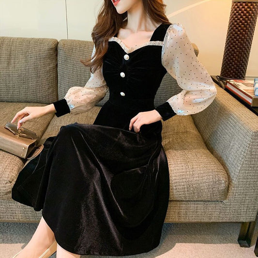 French Hepburn Style Vintage Elegant Dress