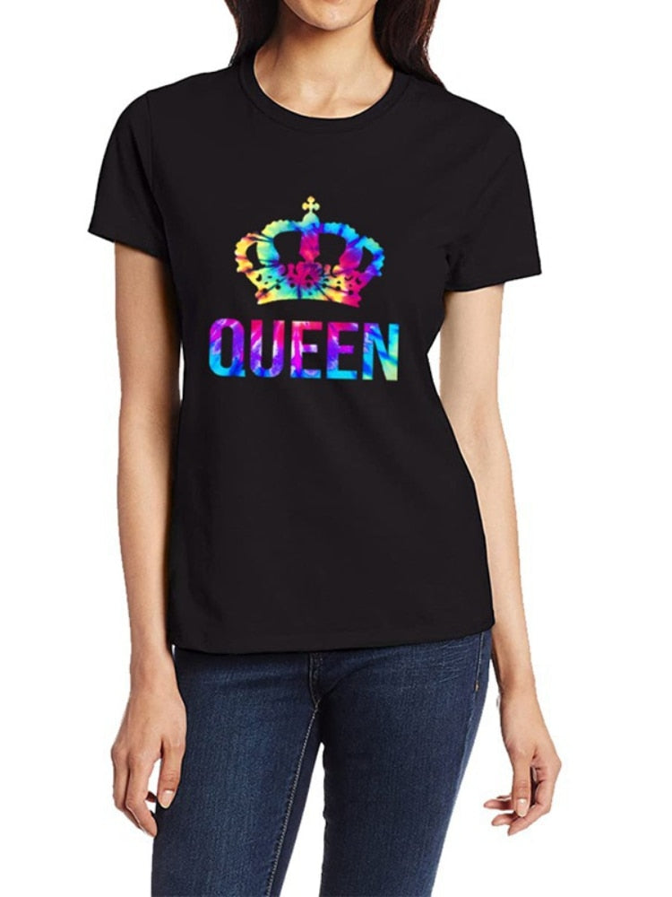 Crown Print Couple T Shirt His and Hers