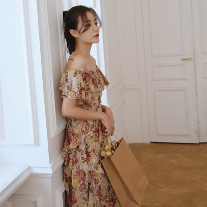 Women Maxi Floral Ruffle Dress