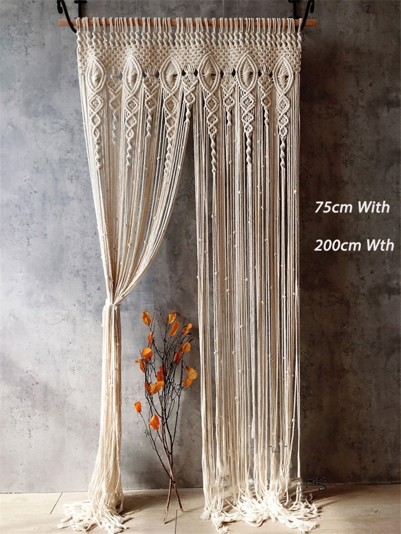 Hand-woven Macrame Cotton Door Curtain