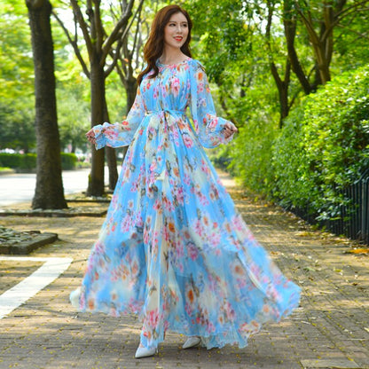 Plus Size Long Sleeved Bohemia Floral