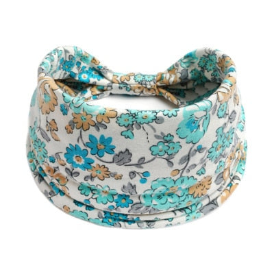 Boho Flower Print Wide Headbands Vintage