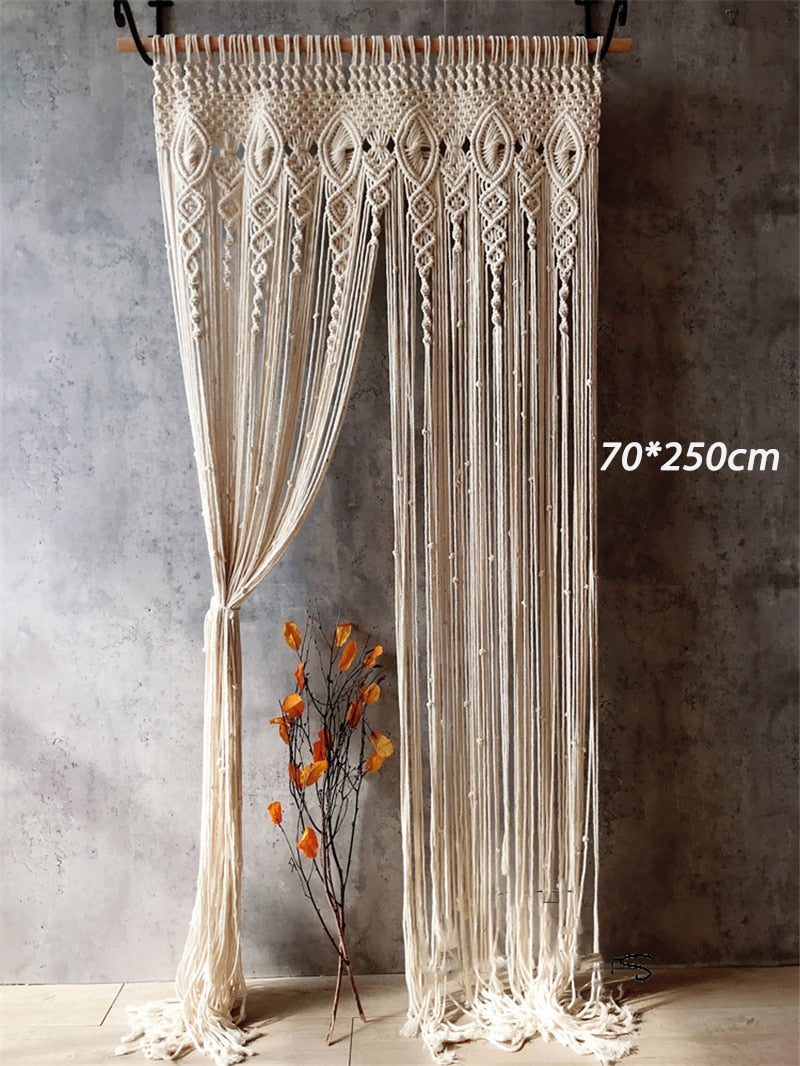 Hand-woven Macrame Cotton Door Curtain