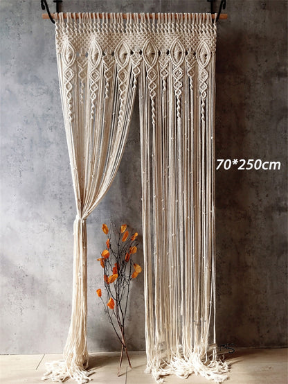 Hand-woven Macrame Cotton Door Curtain