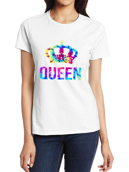 Crown Print Couple T Shirt His and Hers