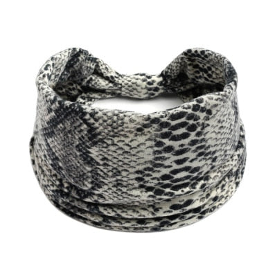 Boho Flower Print Wide Headbands Vintage