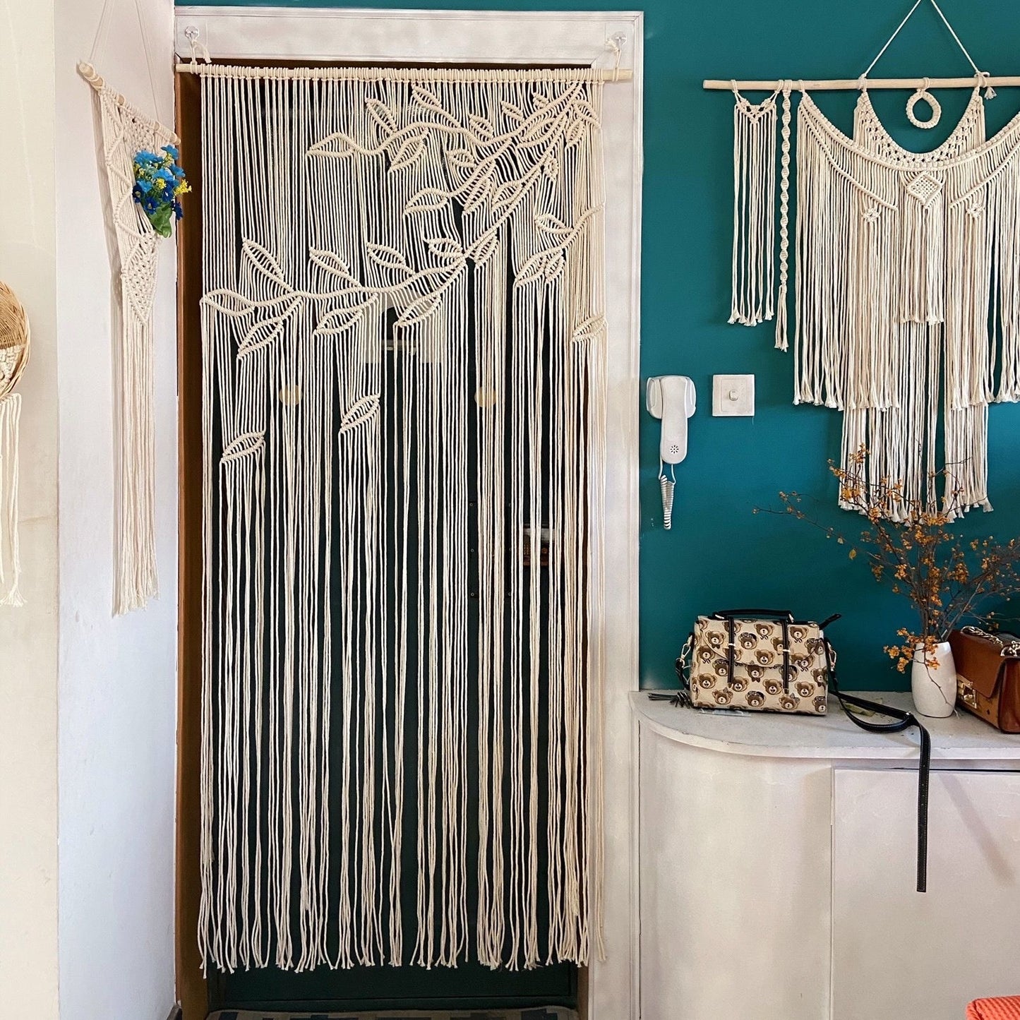 Hand-woven Macrame Cotton Door Curtain