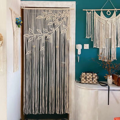 Hand-woven Macrame Cotton Door Curtain