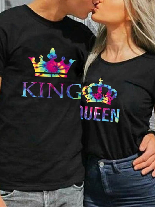 Crown Print Couple T Shirt His and Hers