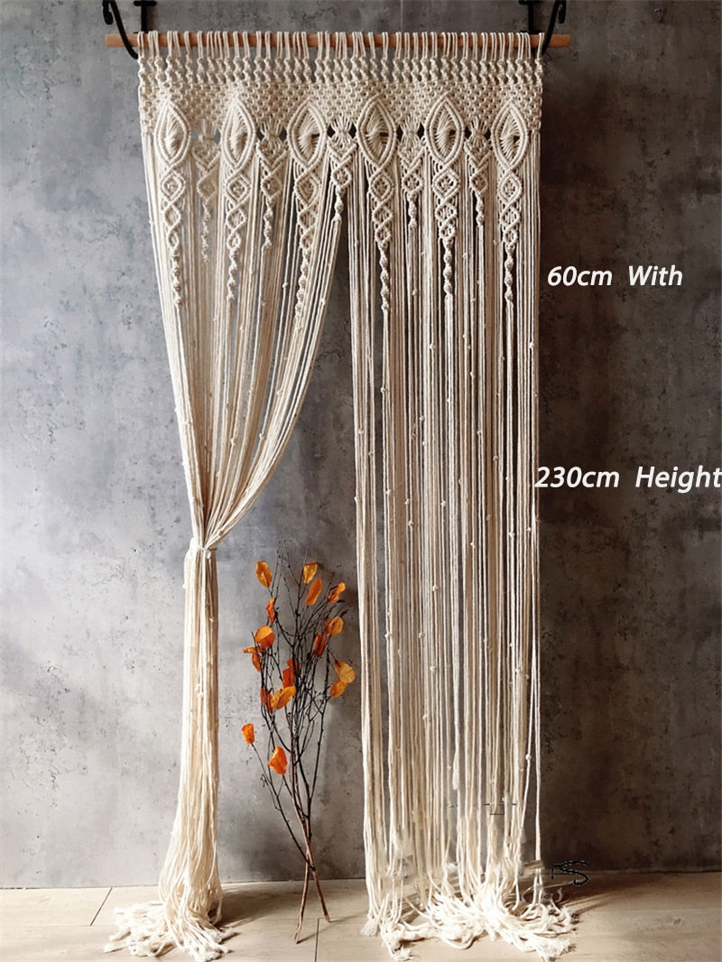 Hand-woven Macrame Cotton Door Curtain