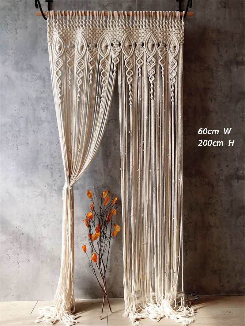Hand-woven Macrame Cotton Door Curtain