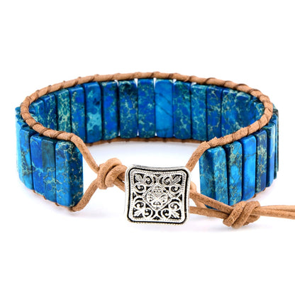 Style Multicolor Natural Gem Leather Bracelet
