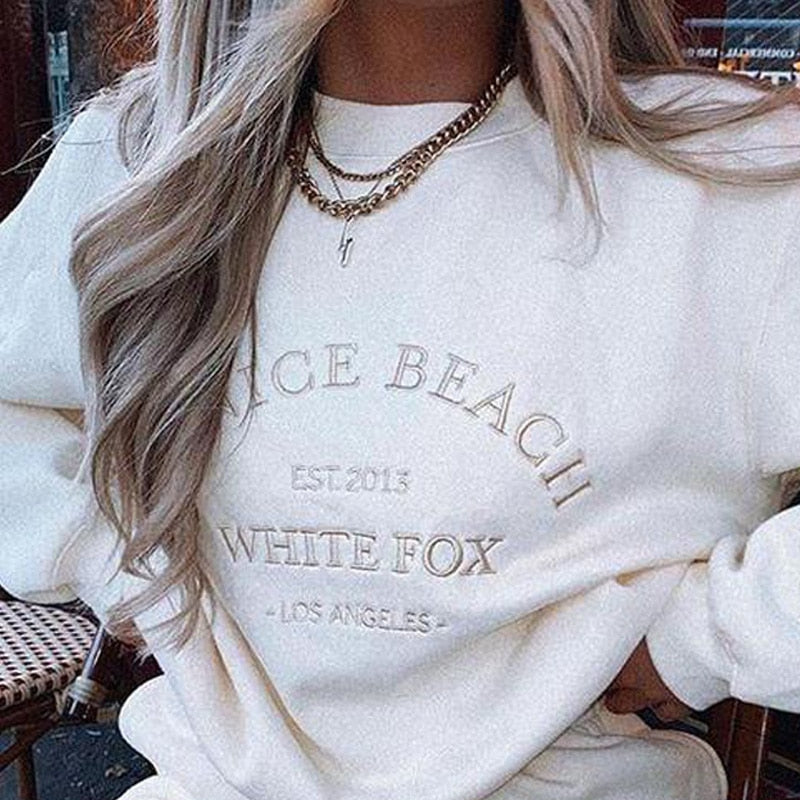 Embroidery Letter Boho Oversized Sweatshirt