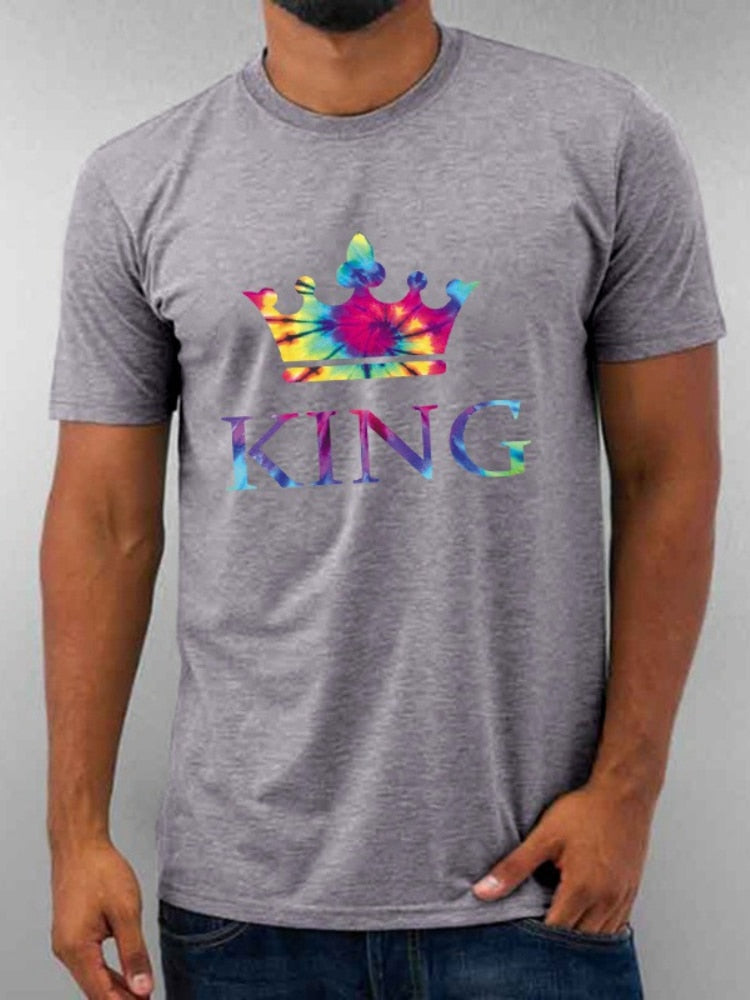 Crown Print Couple T Shirt His and Hers