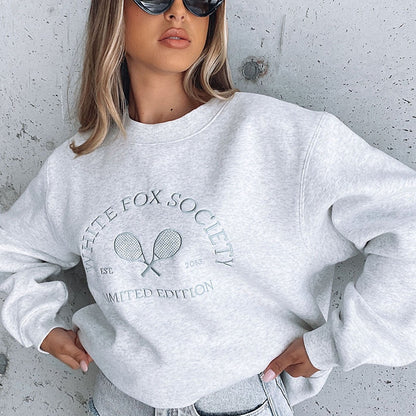Embroidery Letter Boho Oversized Sweatshirt